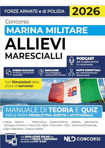 Concorso allievi marescialli Marina Militare 2026. Manuale di teoria e quiz