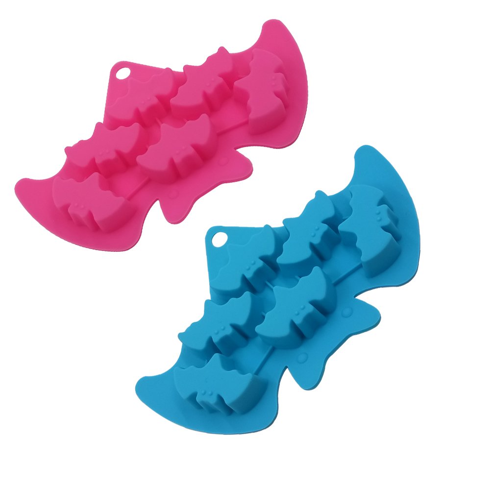 Silicone Bakeware Set - Heat Resistant Halloween Baking Molds for Chocolate, Candy Mold Ice Tray - Bats, 2 Pack