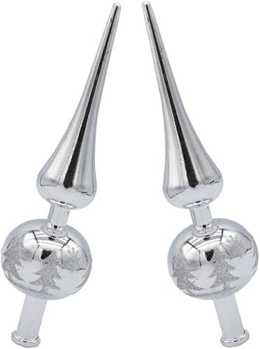 Didiseaon Decoración plateada para árbol de Navidad, 2 piezas, decoración de plástico para árbol de Navidad, colección de vidrio soplado, final de