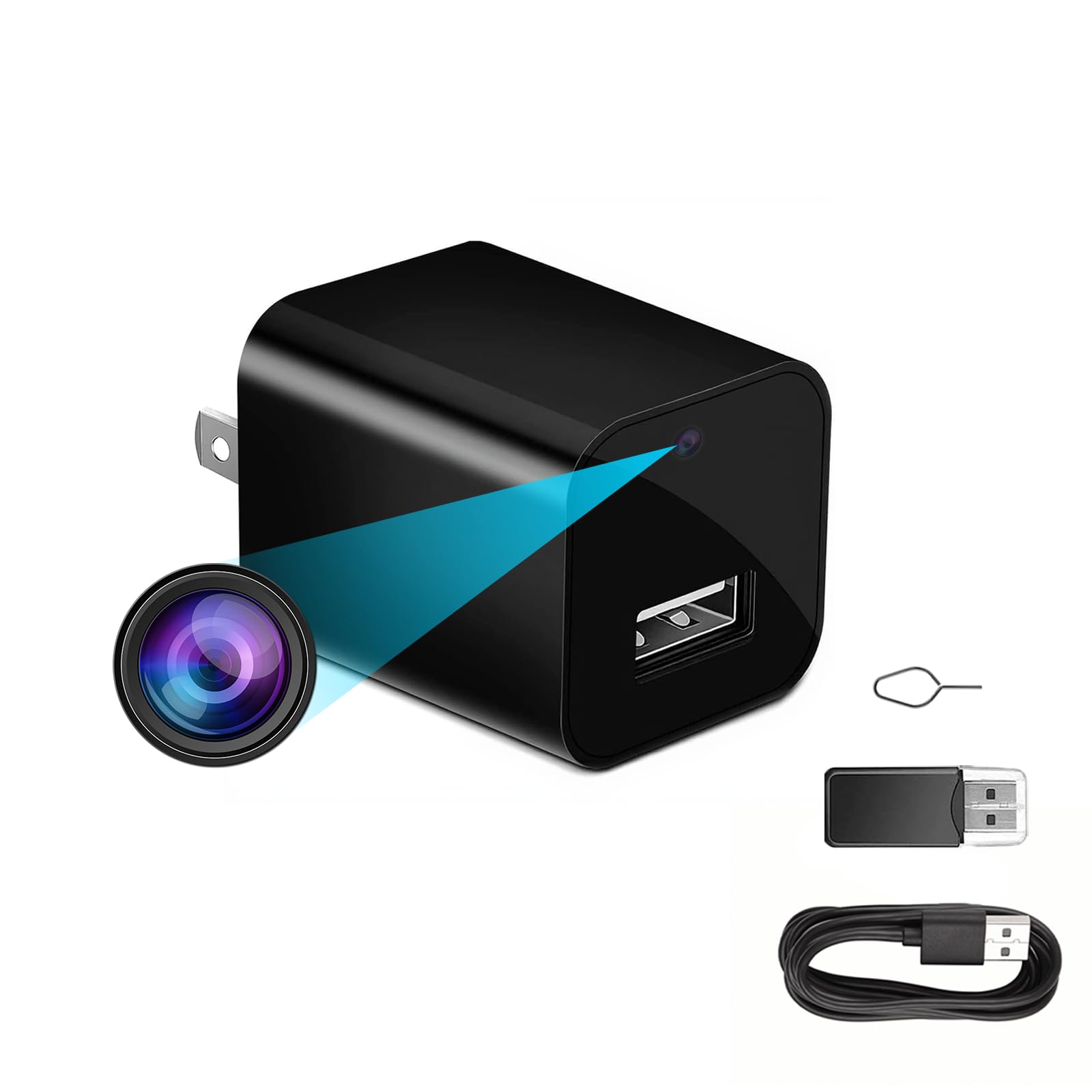 1080P Hidden Spy Camera USB Charger - Discreet WiFi Surveillance Camera with Motion Sensors Night Vision and App