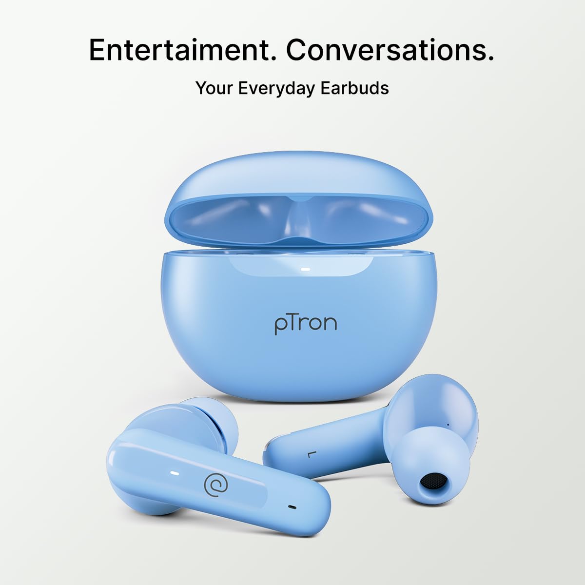 pTron Bassbuds Astra in-Ear TWS Earbuds w/Stereo Sound, 50Hrs Playtime, Stereo Calls, Custom EQ, Mobile App, BTv5.3 Headphones, Touch Control, Voice Assistant, Type C Charging & IPX4 (Light Blue) — Amazon image 9