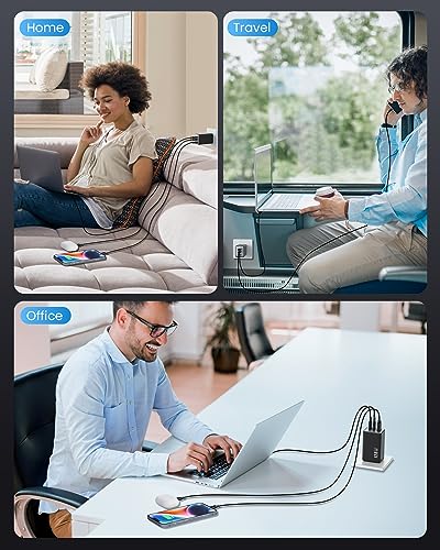 Pxwaxpy HX65P3 128W Usb C Wall Charger,Gan Iii 3-Port Fast Charging Station,Pd Qc Foldable Charger Block Portable 65W Laptop Adapter thumb #6