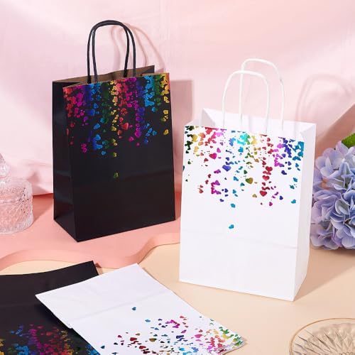 12 peças de sacolas coloridas com alça de presente de papel de co...