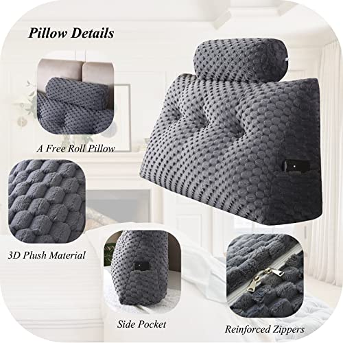 Gpround Wedge Headboard Pillows + A Head Roll Pillows Bed Wedge Pillow For Headboard Large Bolster For Bed Rest Reading Pillows Backrest Pillows For Sitting In Bed #TOP2