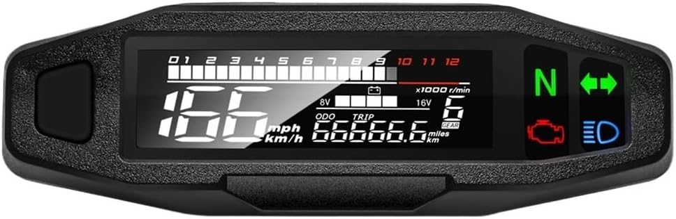 Motorcycle Odometer Gauge 12V Universal Digital Motorcycle Meter Tachometer Odometer Instrument Sensor Speed Fuel Gauge Tachometer RPM Meter