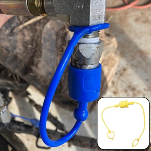 Image of HEVSTIL 4Sets 1 /2 inch Hydraulic Quick Coupler Male Dust Cap and Female Plug Cover, Red Rubber Dust Caps /Plugs with Retention Ring Keeps Cap Attached to Hose(Four Colours)