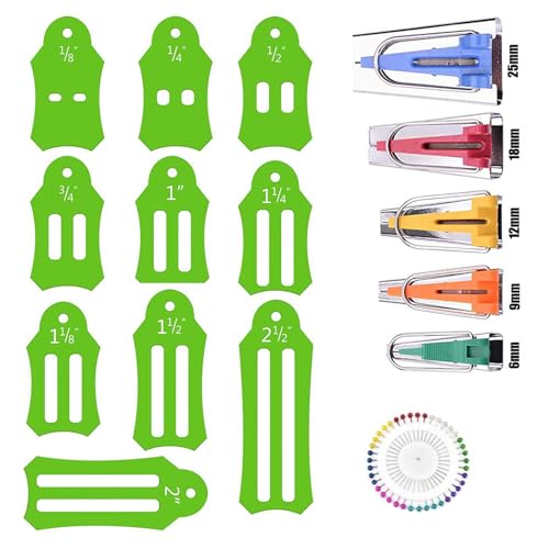 Bequilter Fabric Bias Tape Maker Tools Set of 15 Size