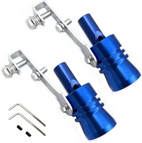 Válvula de soplado universal 2 unids simulador de escape de sonido Turbo silbato silenciador de sonido soplado coche estilo tuning XL azul, 4102-B