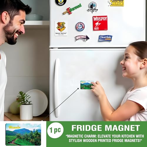 Image of Elegant Fridge Magnet with Themes |Rectangular Size Refrigerator Magnet with Magnetic Rubber Back | Pack of 1, 8.6cm X 5.4cm (Munnar)