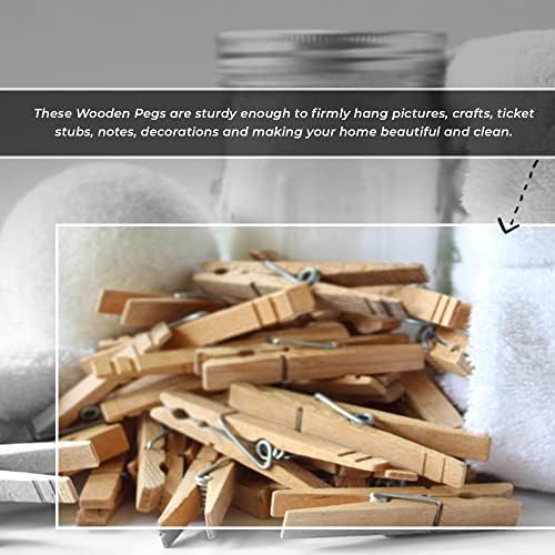 FIRST CHOICE KAYA Wooden Pegs, Pack of 36 for Photos for Washing Line or Hanging Photos, Arts and Craft