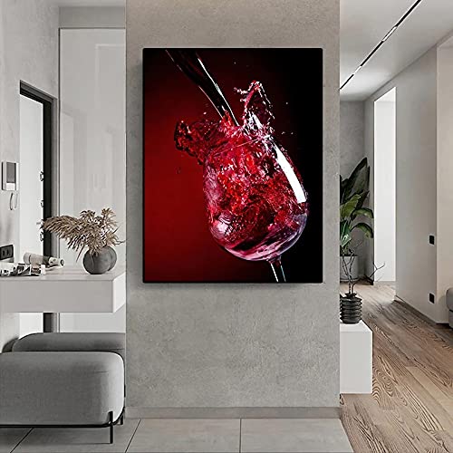 Habiller un grand mur vide avec l'art mural photos verre à vin rouge 70x100