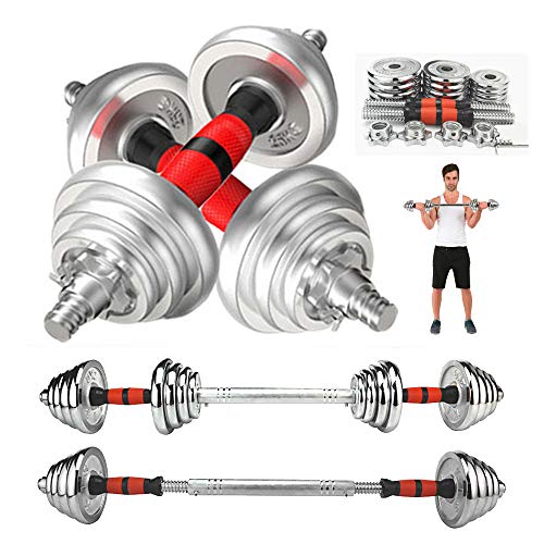 Bavpelp Juego De Mancuernas 2 En 1 Juego De Mancuernas Con Varilla De Conexión Mancuernas Con Revestimiento De Hierro Puro Peso Libremente Ajustable Hombres Y Mujeres Equipo De Gimnas(Size:55lbs/pair)
