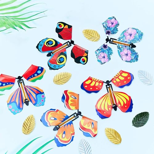 Gleemix 4 Stück Magische Fliegende Schmetterling Spielzeug, Fliegender Schmetterling Züchten Karte, Magic Butterfly Scherzartikel, Zaubertricks Kinder Überraschung Geschenk, für Geburtstag, Hochzeit