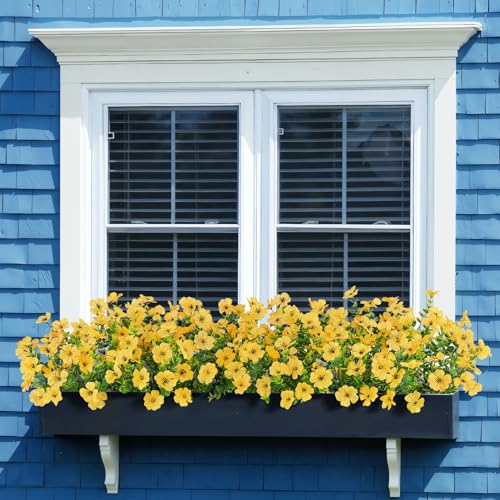 Image of Bassion 16 Bundles Artificial Flowers for Outdoors Fake Flowers, Yellow