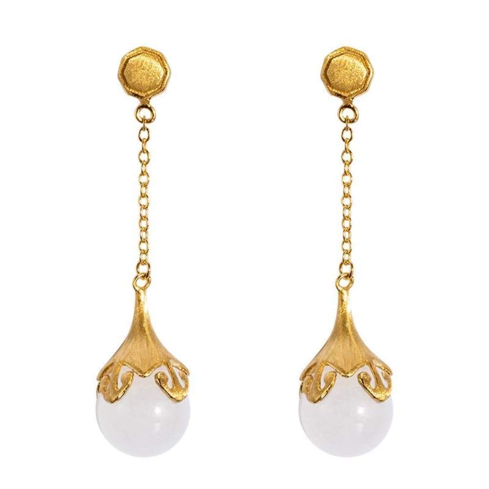 Boucles d'oreilles s925 en argent fin et boule de néphrite - 8