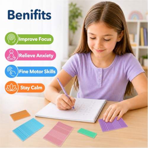 Sensory Stickers for Kids, 8 Pack Textured Desk Calm Strips with 4 Tactile Patterns, ADHD, Anxiety Relief Items, Sensory Fidget Tools for School, Special Education Classroom, Calming Corner, Office - Image 5