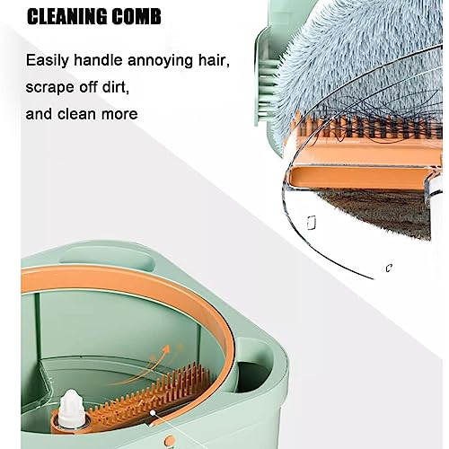 AMNOOL Set aus Schleuderwischer und Eimer mit Auswringer und Trennt Schmutziges und Sauberes Wasser | Selbstreinigender Trocken-Nass-Schleudermopp | Flaches Bodenwischer-Eimer-Set – Bild 4