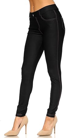 YELETE Women's Basic Five Pocket Stretch Jegging Tights Pants