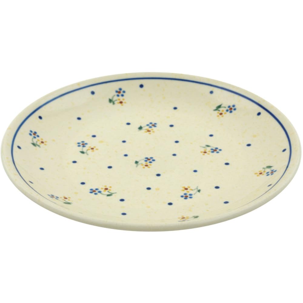 Authentic Polish Pottery Dessert Plate in Country Meadow Design Handmade in Boles?awiec Poland + Certificate of Authenticity