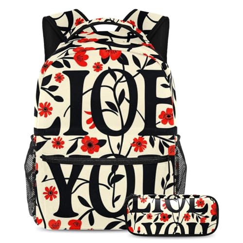 Ensemble sac à dos Art I Love You grand modèle avec trousse pour fille et garçon