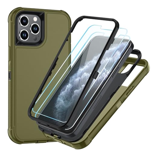 Image of SunStory Compatible with iPhone 11 Pro Max Case with HD Screen Protector, 3-Layer Heavy Duty Full-Body Cover,3 in 1 Hybrid Protective Case for iPhone 11 Pro Max 6.5 inch,ArmyGreen