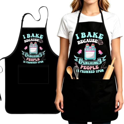 Xmeden Funny Baking Apron for Women Men - Cute Cooking Aprons for Adults with 2 Pockets, Baking Supplies &Essentials for Home Bakers, Kitchen Apron Gifts for Mother's Father's Day Birthday Christmas