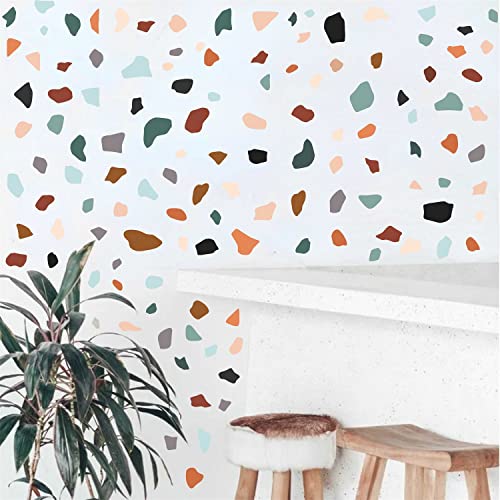 Terrazzo Wall Decals Irregular Stones Wall Sticker Multicolor Polka Dot Wall Stickers Modern Geometric Abstract Wall Decals Living Room Nursery Bedroom Decor #TOP4