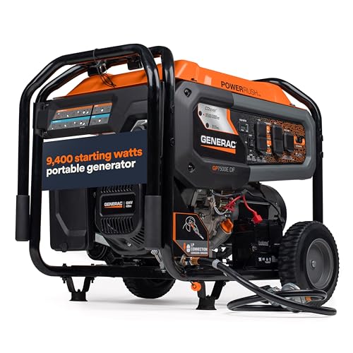 Image of Generac 9,400 Starting Watt Dual Fuel Portable Generator - Electric Start - Gas or Propane Powered - Home Backup or Jobsite - Quiet, Long Runtime, Emergency Power - 49-State Compliant