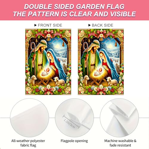 Image of BlissYard Christmas Garden Flag 12x18 Inch Ornate Nativity Yard Decor