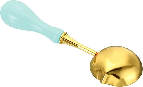 Miniatura 5 de PATIKIL Cuchara de sellado de cera de 4 pulgadas, cuchara de fusión de sellado de cera de latón, mango de madera vintage para sello de cera, sobre