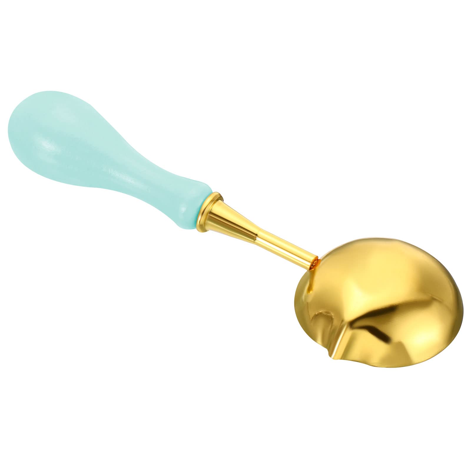 PATIKIL 4" Wax Seal Spoon, Wax Sealing Melting Spoon Brass Vintage Wooden Handle for Wax Seal Stamp Envelope Art Craft, Green/Golden 3
