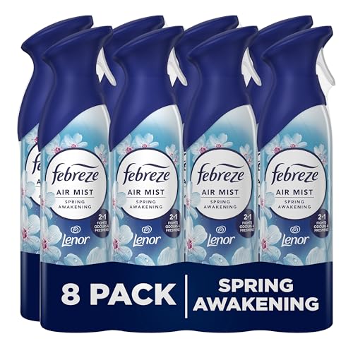 Febreze Air Freshener, Room & Bathroom Spray, Spring Awakening, 185ml x 8 Packs – Odour Fighter