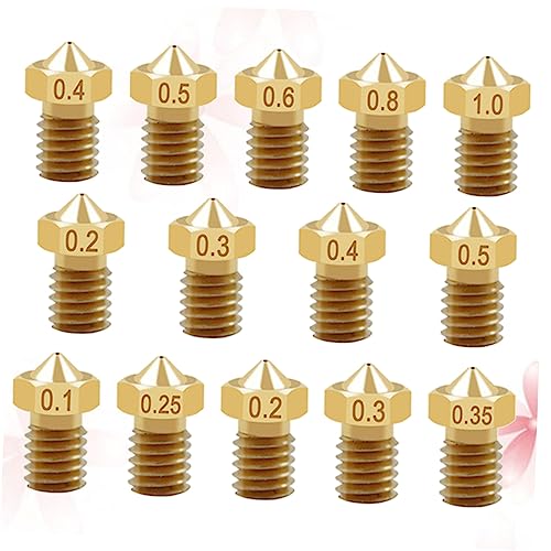 Gatuida 14pcs Printer Nozzle Extruder Head Brass for Filament Printer Accessory Nozzle Extruder