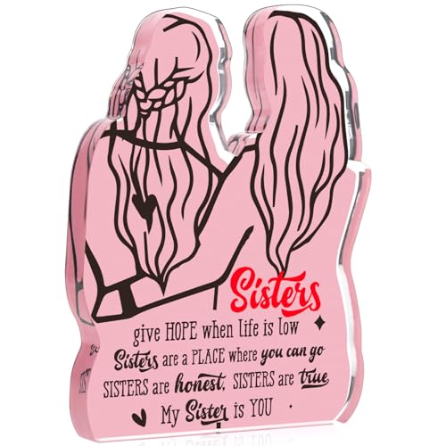 Sister Birthday Gifts from Sister, Unique Christmas Gifts Idea Sister Gifts for Big/Little Sister Friend Gifts Soul Sister Gifts BFF Bestie Unbiological Sister in Law Friendship Acrylic Plaque Sign