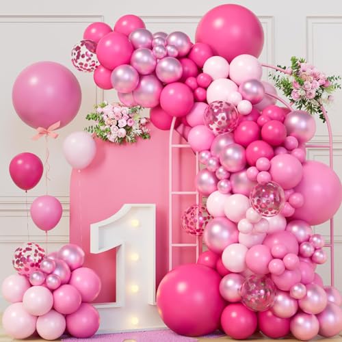 Arco para balões rosa - 111 peças balões de aniversário decoração de festa para aniversários, Baby Shower, Gender Reveal, aniversário Barbie decoração, carnaval, casamento noivado aniversário