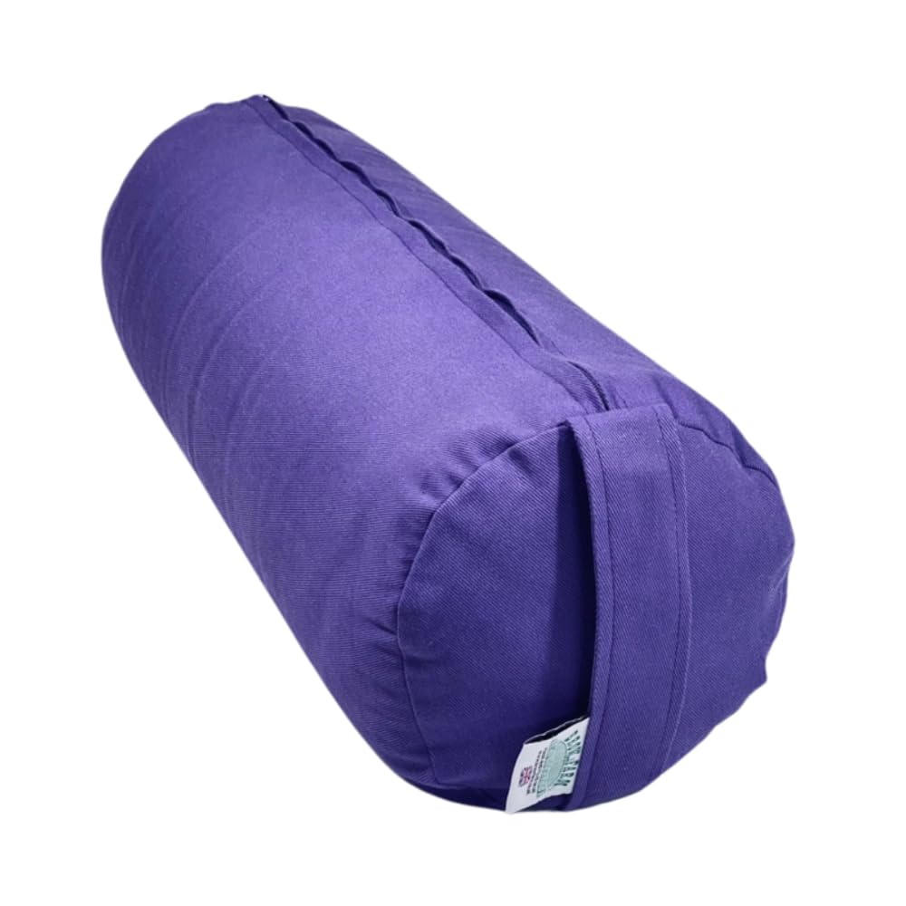 Small/Travel Yoga Bolster – Buckwheat Hull-Filled, 52×18cm, 2.2kg | 4 Colour Choices (Plum Purple)