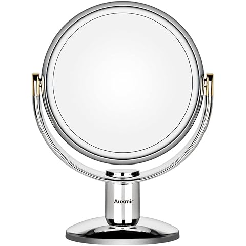 Auxmir Kosmetikspiegel Makeup Spiegel mit 1X/ 10X Vergrößerung, Doppelseitig & 360° Schwenkbar Tischspiegel für Schminken Rasieren Gesichtspflege im Wohnzimmer Schmuckkaufhaus Cover