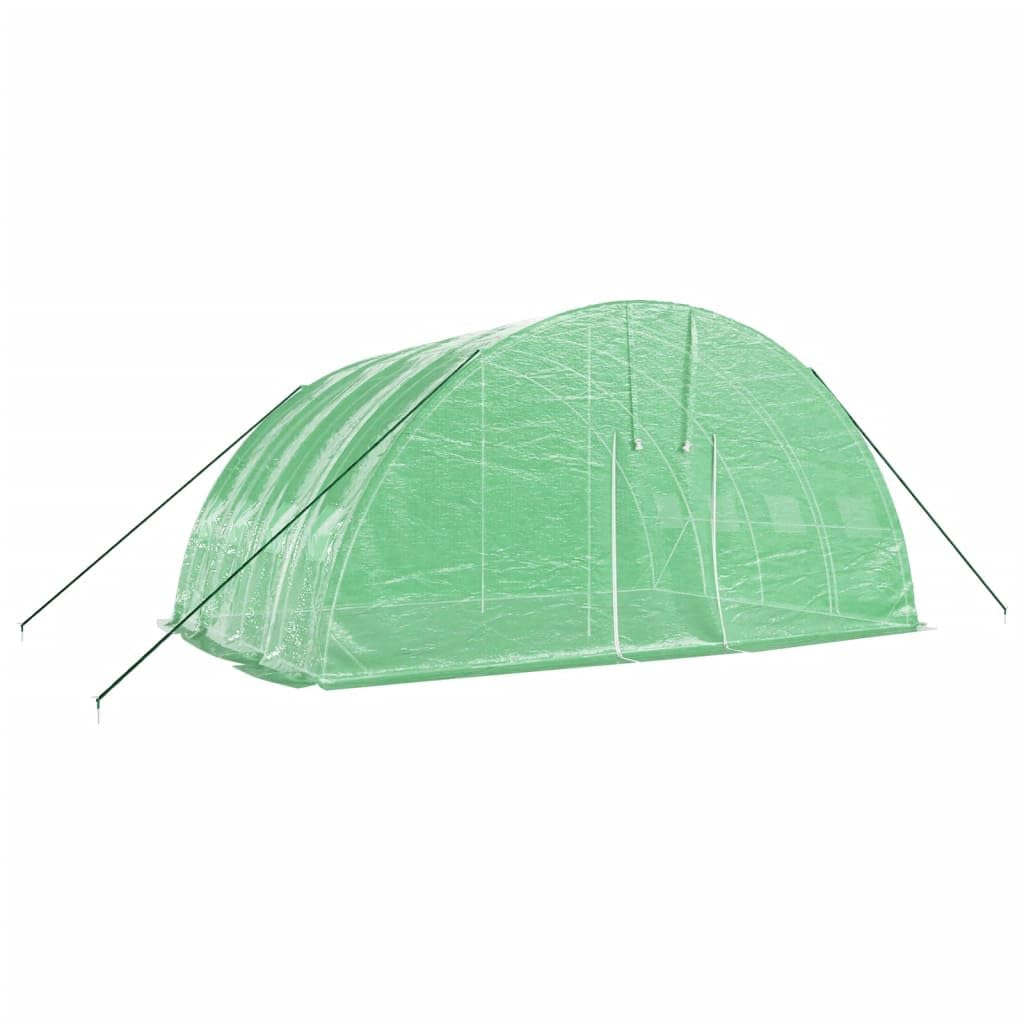 Homgoday Invernadero con Estructura de Acero Verde 24 m² 6x4x2,85 m, Invernadero Caseta Jardín Terraza Plantas Semilla Cultivo Huerto Verduras Cubierta Casero
