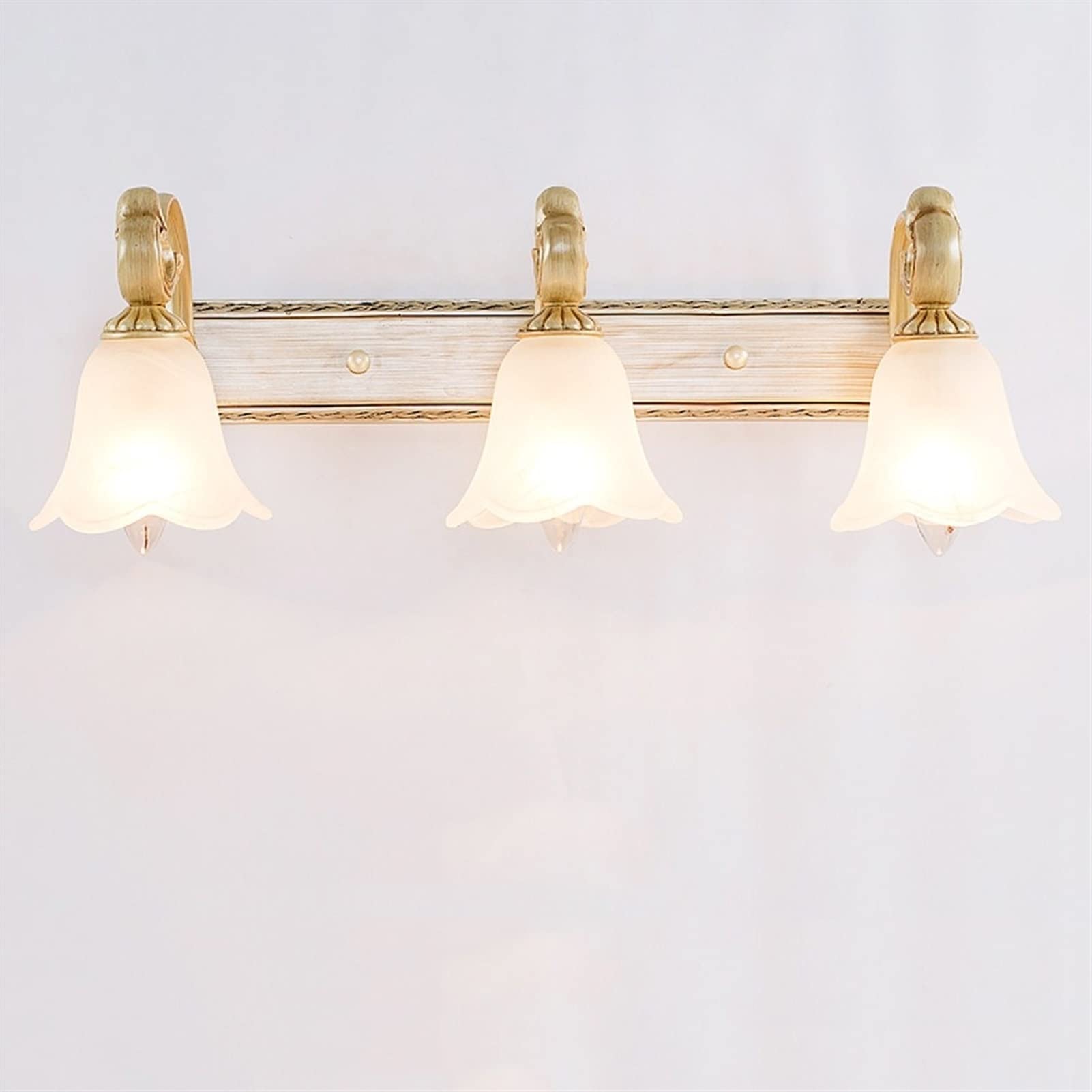 JKJZSALJ Modern Wall Sconce, European Wall Light Modern Copper Glass Wall Lamp European Antique Brass Wall Light Sconce Resin Living Room Bedroom Mirror Restaurant,Glass-Single Head,Glass-Three heads