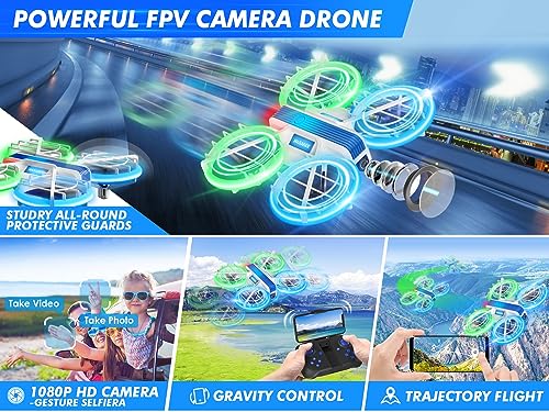 M1 M1C Mini Drone for Kids Adults,Cool Toys Gifts for Boys Girls Teenagers,FPV Skyquad Drone Small Hobby RC Quadcopter with Headless Mode,360° Flip and Propeller Full Protect for Beginners - Image 3