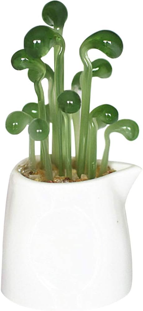Ruri Crafts, Decorations, Ornaments, Objects, Accessories, Potted Plants, Interior Figurines, Artificial Plants, Mini Flowerpots, Ornaments, Handmade, Entryway, Desk, Table, Glass Art (Green,