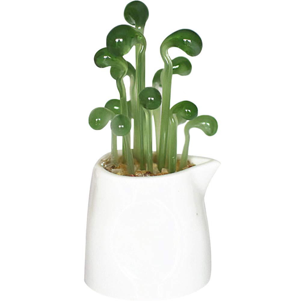 Ruri Crafts, Decorations, Ornaments, Objects, Accessories, Potted Plants, Interior Figurines, Artificial Plants, Mini Flowerpots, Ornaments, Handmade, Entryway, Desk, Table, Glass Art (Green,