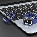 MaKTech [2 Pack] Pokrowiec na zegarek Apple, miękki ochraniacz TPU z wzorem z włókna węglowego, [bez osłony ekranu] kompatybilny z iWatch Series 7 (45mm,Czarny+Niebieski)