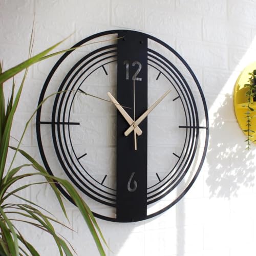 Image of Stylish Metal Analog Wall Clock for Living Room, Bedroom, Office, Kitchen, Home and Hall | Antique Fancy Big Size Modern Wall Watch for Home Decor (DA-178, 60CM)