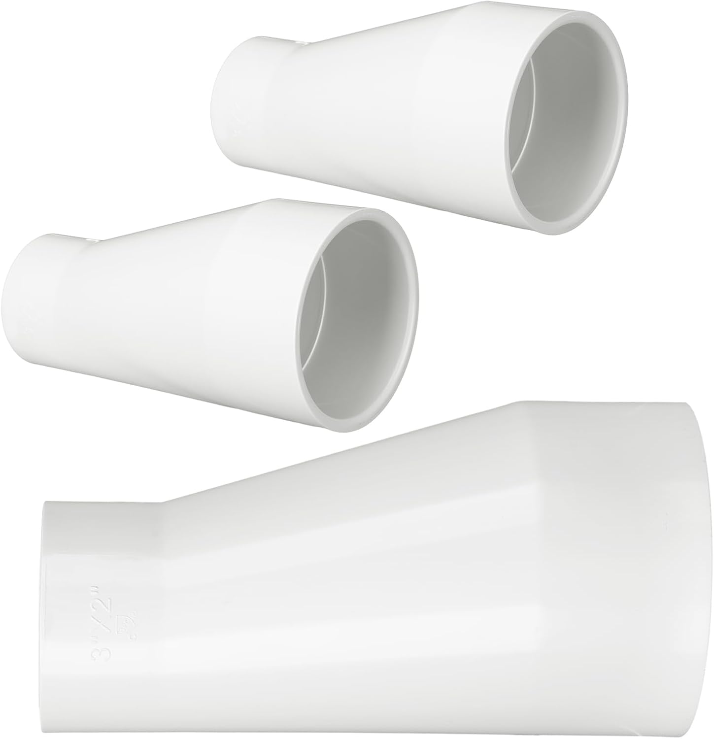 3 Pack 3" x 2" PVC Pipe Fitting Schedule 40 Compatible with 429-E Series Eccentric Reducer Coupling Suitable for High-flow Capacity, Pool, Spa, Plumbing, Irrigation, White