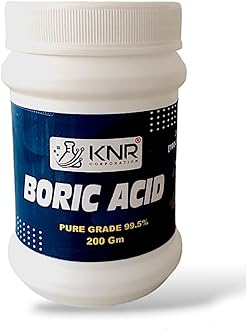 KNR Corporation Boric Acid Powder For Cockroaches, Termites | Rice Preservative | Carrom Powder| Multi Purpose Pure Grade 99.5% Boric Acid (200Gm jar Pack)