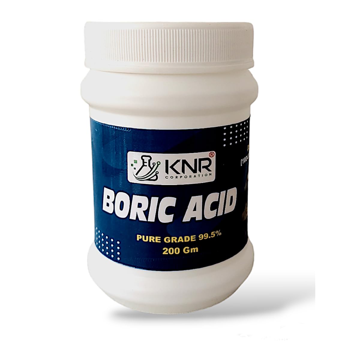 KNR Corporation Boric Acid Powder For Cockroaches, Termites | Rice Preservative | Carrom Powder| Multi Purpose Pure Grade 99.5% Boric Acid (200Gm jar Pack)