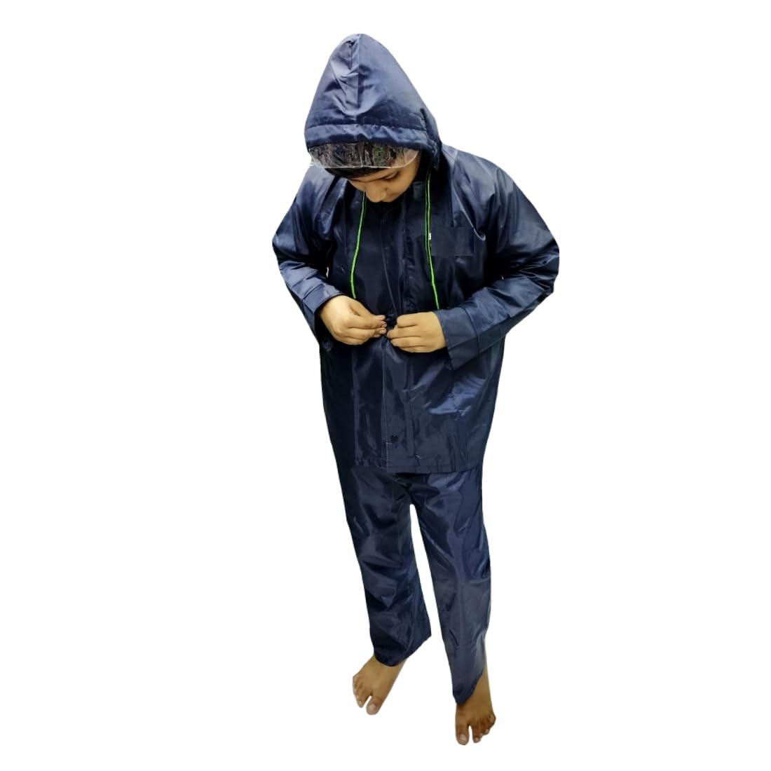 D8211K Rain Coat for Chindren's, Waterproof Raincoat for Kids with Pant Set, Rain Coat for Children with Bag (Blue, 6 Years - 7 Years) 2