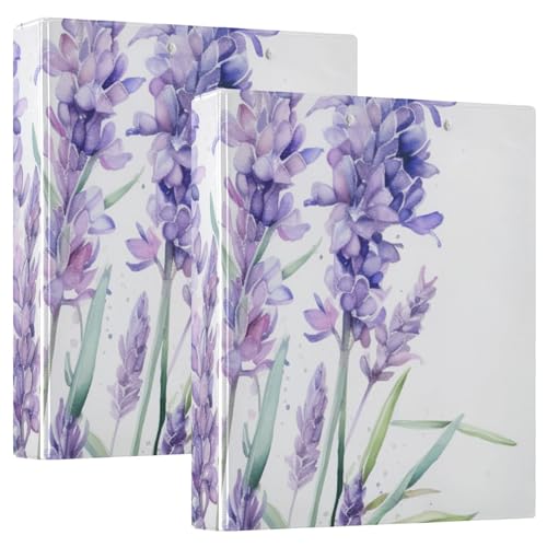 Image of 3 Ring Binder Purple Lavender Flower C 1.5 inch Binders Three Ring Binders with Clipboard Fit 8.5'' x 11'' Paper 3 Interior PVC Clear Pockets for Office Supplies