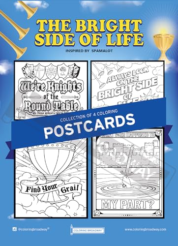 Cartes postales Spamalot à colorier format 12.7x17.8cm papier mat pour fan théâtre